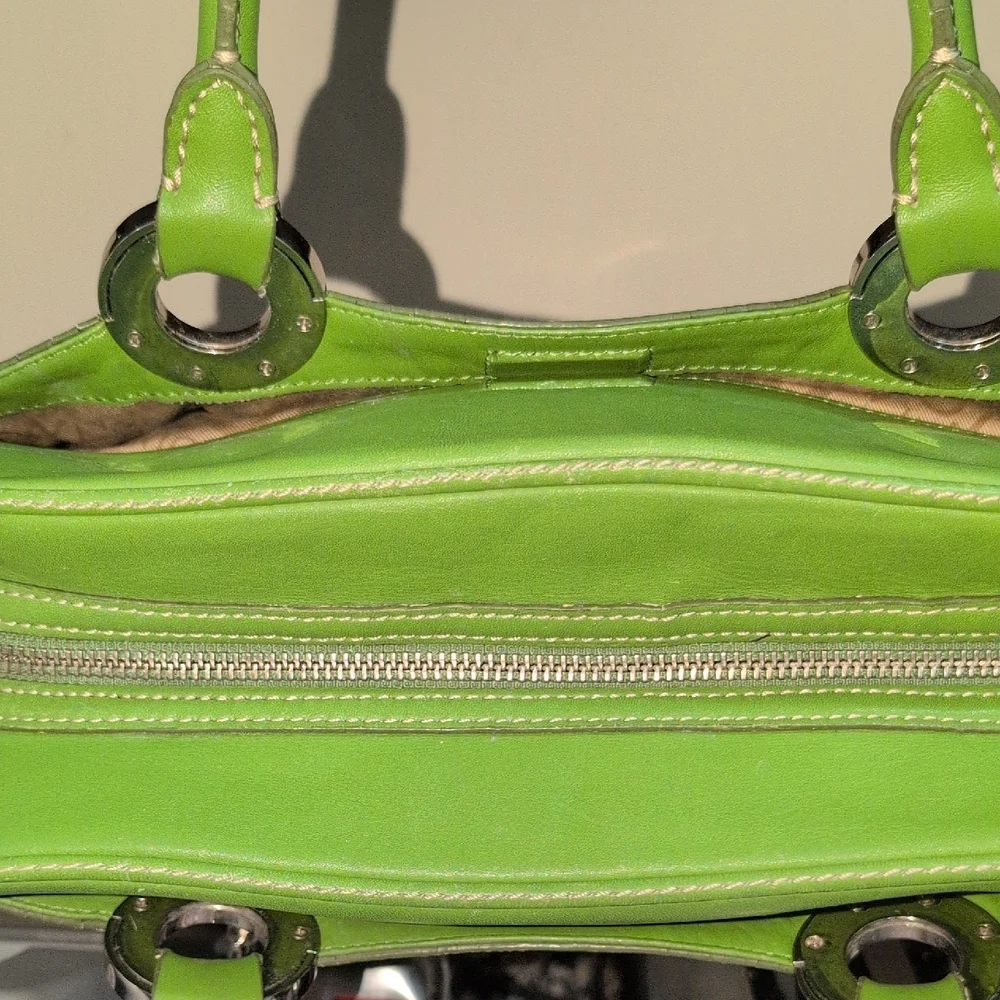ANTONIO MELANI Green Satchel with Silver Accents